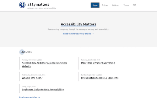 Screenshot for the Accessibility Matters website