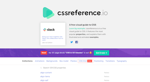 Screenshot for the CSS Reference website