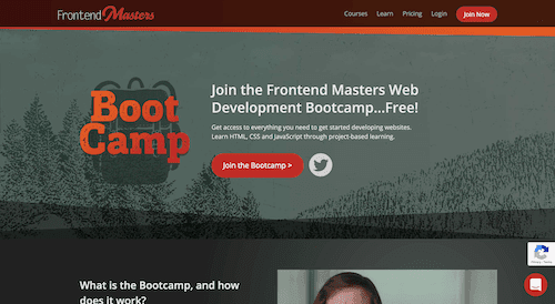 Screenshot for the Frontend Masters Bootcamp website