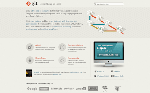 Screenshot for the Git website
