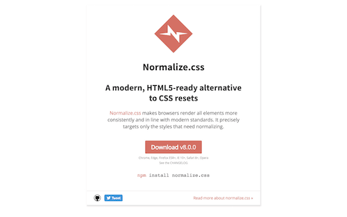 Screenshot for the Normalize.css website