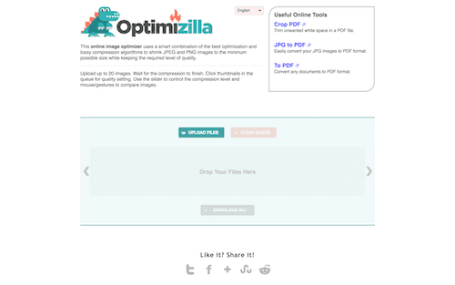 Screenshot for the Optimizilla website